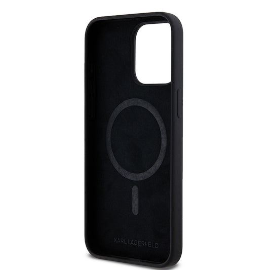 Funda MagSafe para Apple iPhone 15 Pro Max, Karl Lagerfeld, Silicona Cabeza de Choupette, Negra