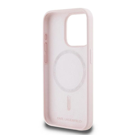 Funda MagSafe para Apple iPhone 15 Pro Max, Karl Lagerfeld, Silicona Karl & Choupette, Rosa