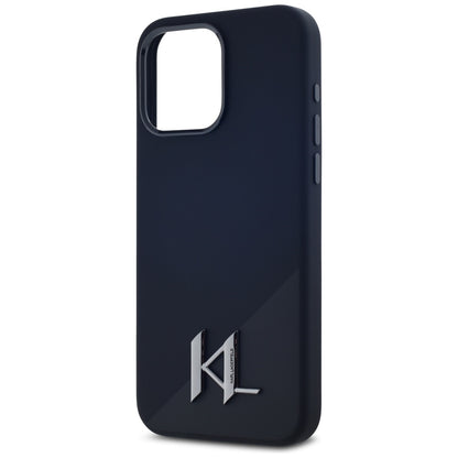 Funda MagSafe para Apple iPhone 15 Pro Max, Karl Lagerfeld, Silicone Shadow Metal Initial, Negra