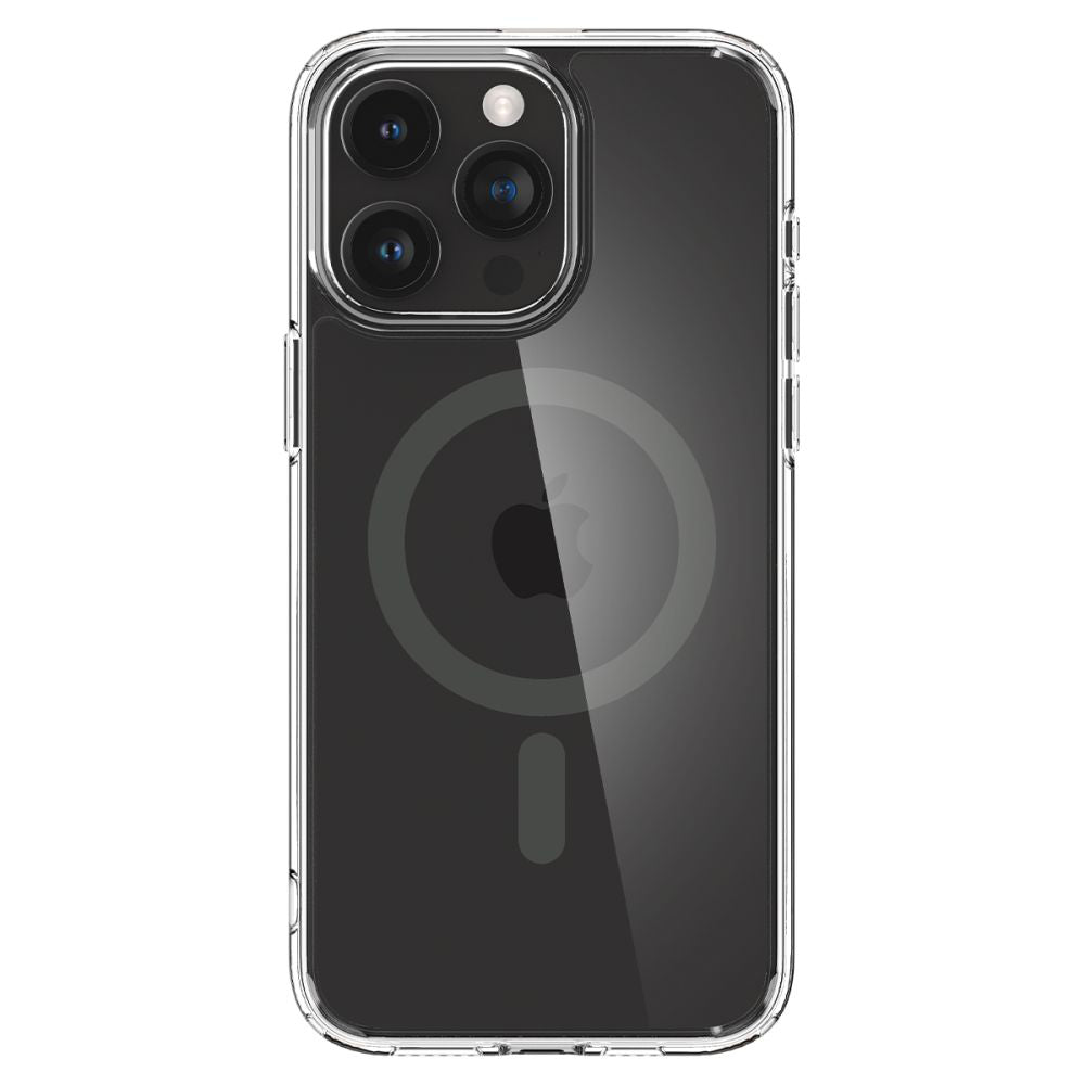 Funda MagSafe para Apple iPhone 15 Pro Max, Spigen, Ultra Hybrid Carbon, Transparente