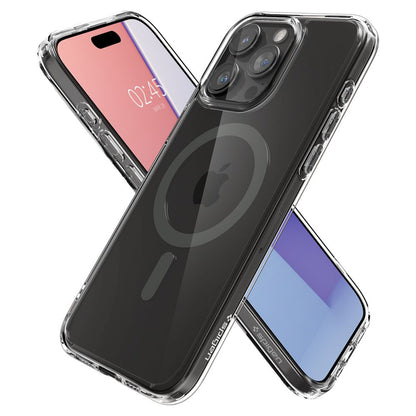 Funda MagSafe para Apple iPhone 15 Pro Max, Spigen, Ultra Hybrid Carbon, Transparente