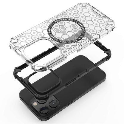 Funda MagSafe para Apple iPhone 15 Pro Max, Techsuit, HoneyComb Shield, Negra