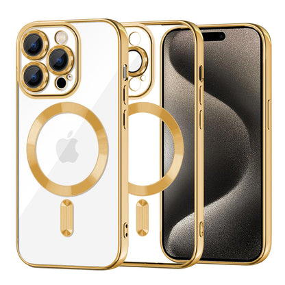 Funda MagSafe para Apple iPhone 15 Pro Max, Techsuit, Luxury Crystal, Dorada