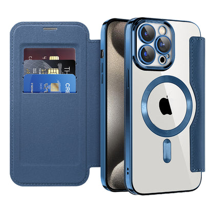 Funda MagSafe para Apple iPhone 15 Pro Max, Techsuit, SmartMag Book, Azul