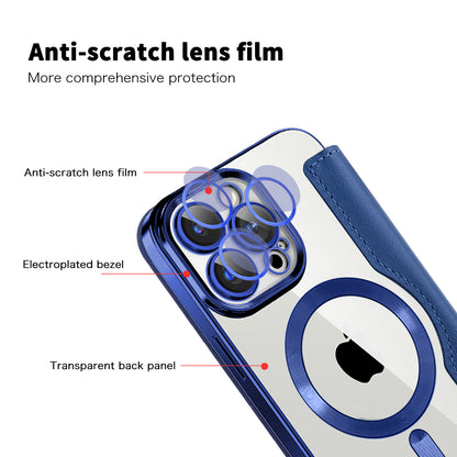 Funda MagSafe para Apple iPhone 15 Pro Max, Techsuit, SmartMag Book, Azul
