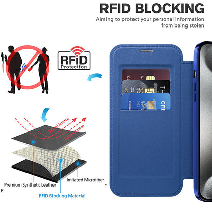 Funda MagSafe para Apple iPhone 15 Pro Max, Techsuit, SmartMag Book, Azul