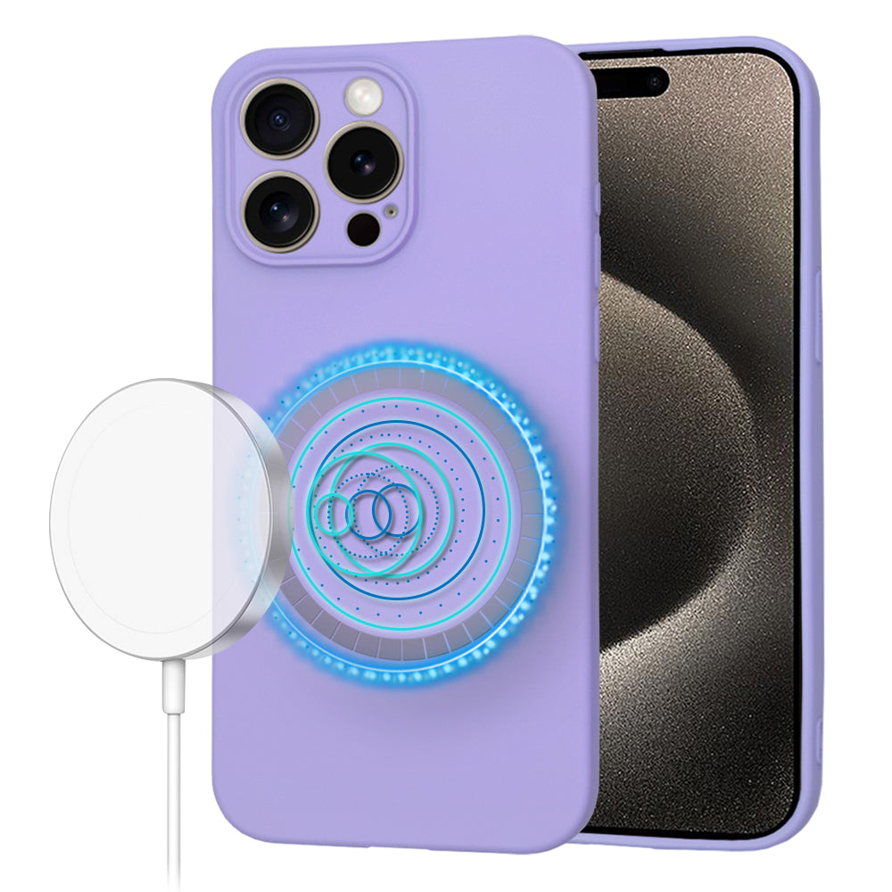 Funda MagSafe para Apple iPhone 15 Pro Max, Techsuit, SoftFlex, Morado Claro