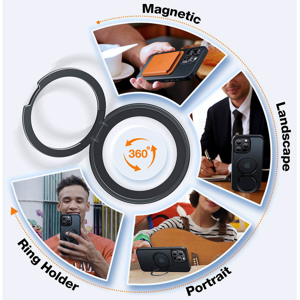 Funda MagSafe para Apple iPhone 15 Pro Max, Torras, Ostand Pro, Negra