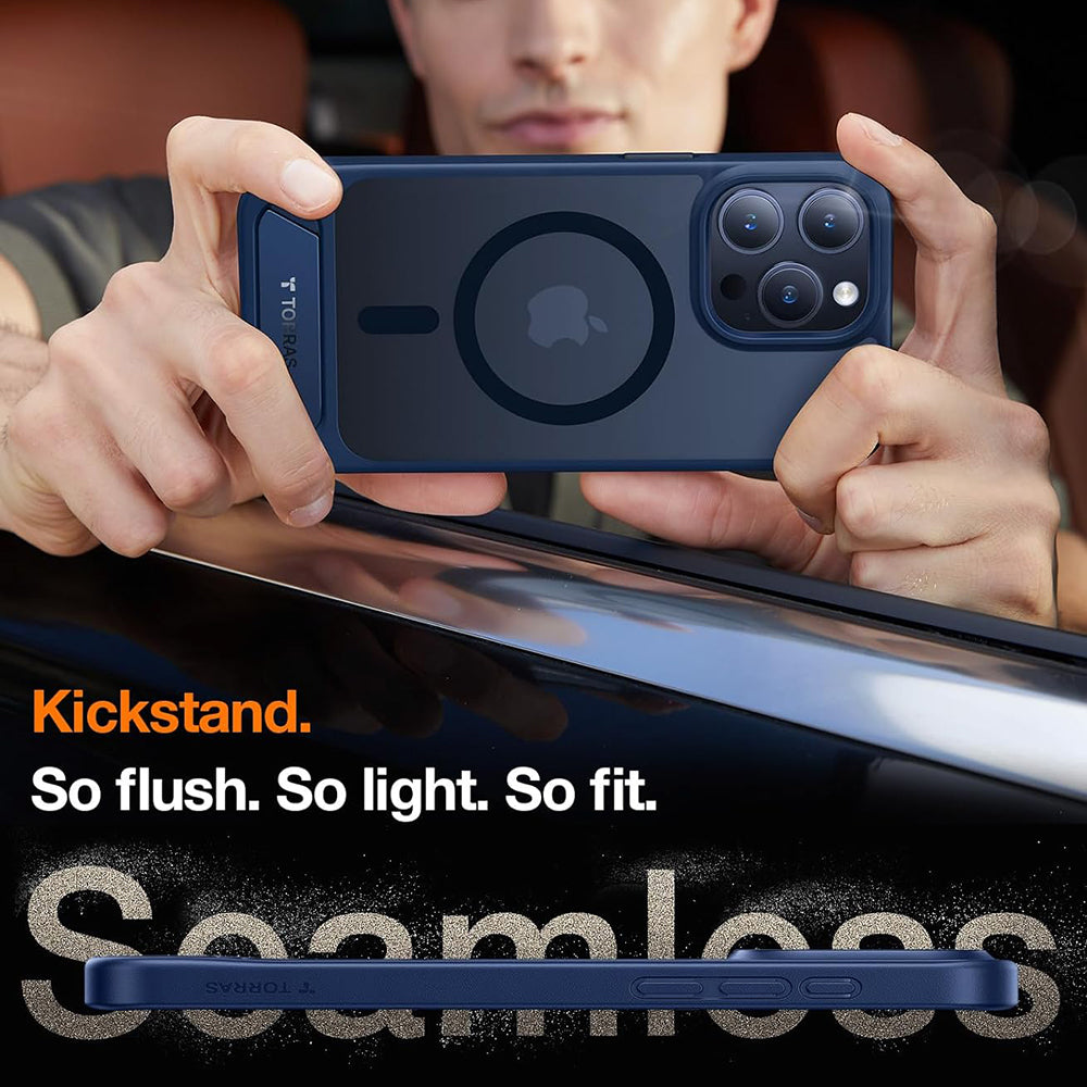 MagSafe Case for Apple iPhone 15 Pro Max, Torras, Pstand, Navy Blue