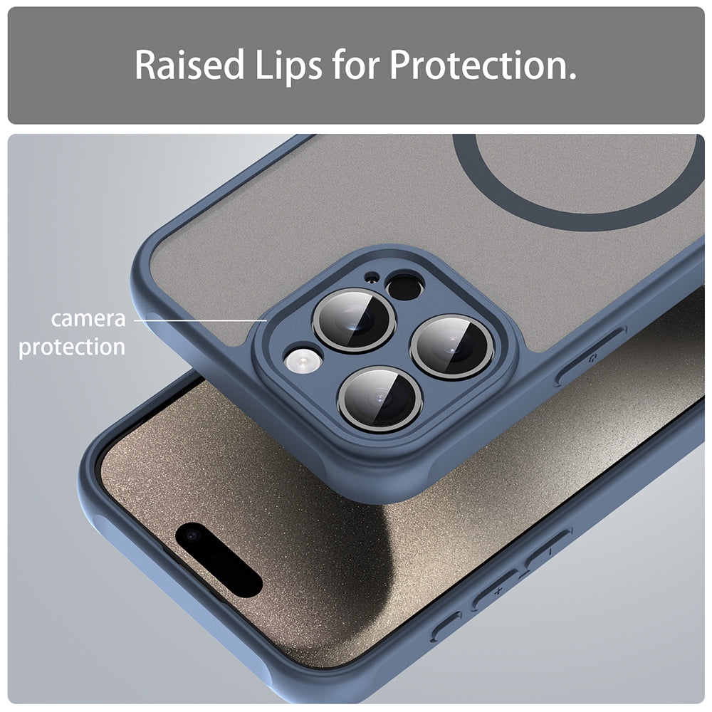 Funda MagSafe para Apple iPhone 15 Pro, Techsuit, HaloFrost II, Azul marino