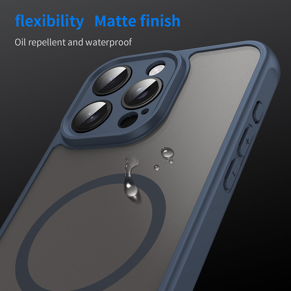 Funda MagSafe para Apple iPhone 15 Pro, Techsuit, HaloFrost II, Azul marino