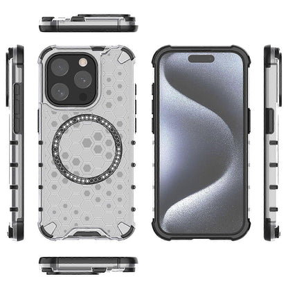 Funda MagSafe para Apple iPhone 15 Pro, Techsuit, HoneyComb Shield, Blanca