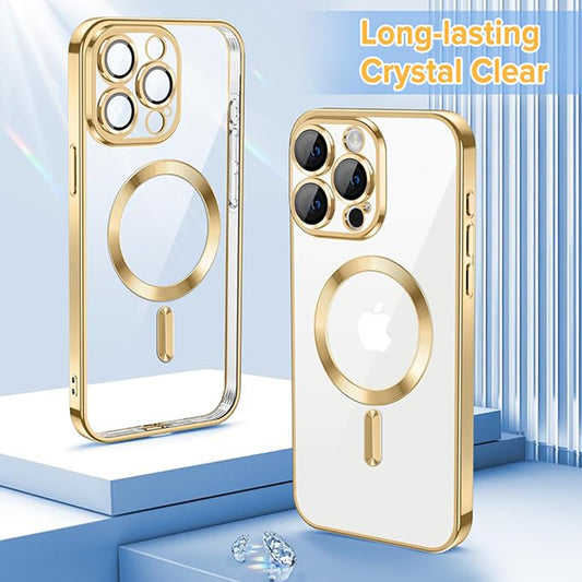 Funda MagSafe para Apple iPhone 15 Pro, Techsuit, Luxury Crystal, Dorada