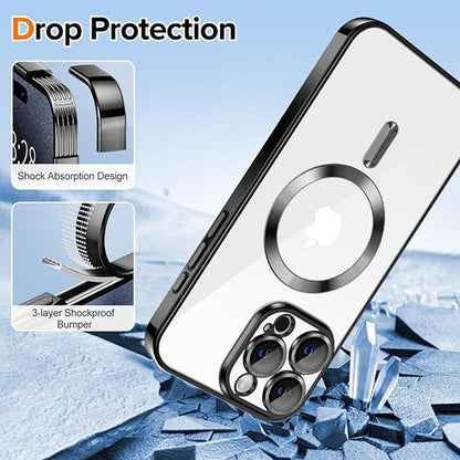 Funda MagSafe para Apple iPhone 15 Pro, Techsuit, Luxury Crystal, Negra