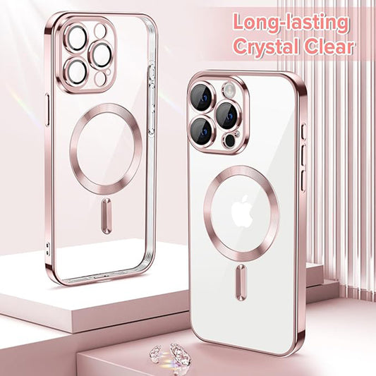 Funda MagSafe para Apple iPhone 15 Pro, Techsuit, Luxury Crystal, Rosa