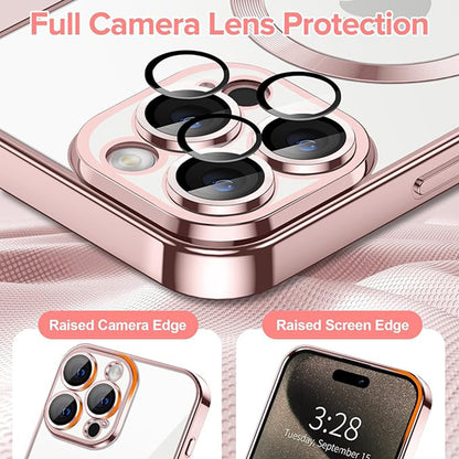 Funda MagSafe para Apple iPhone 15 Pro, Techsuit, Luxury Crystal, Rosa