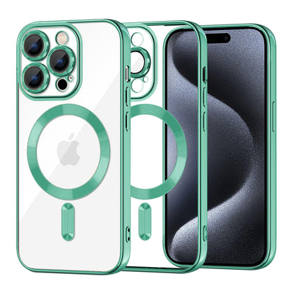Funda MagSafe para Apple iPhone 15 Pro, Techsuit, Luxury Crystal, Verde Claro