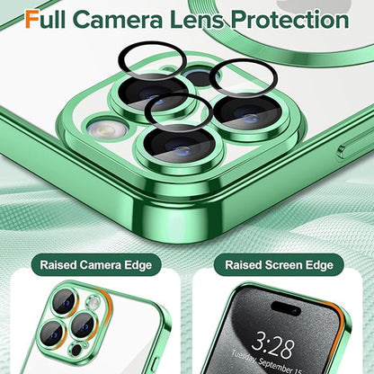 Funda MagSafe para Apple iPhone 15 Pro, Techsuit, Luxury Crystal, Verde Claro