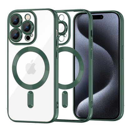 Funda MagSafe para Apple iPhone 15 Pro, Techsuit, Luxury Crystal, Verde Oscuro