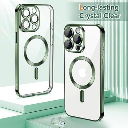 Funda MagSafe para Apple iPhone 15 Pro, Techsuit, Luxury Crystal, Verde Oscuro
