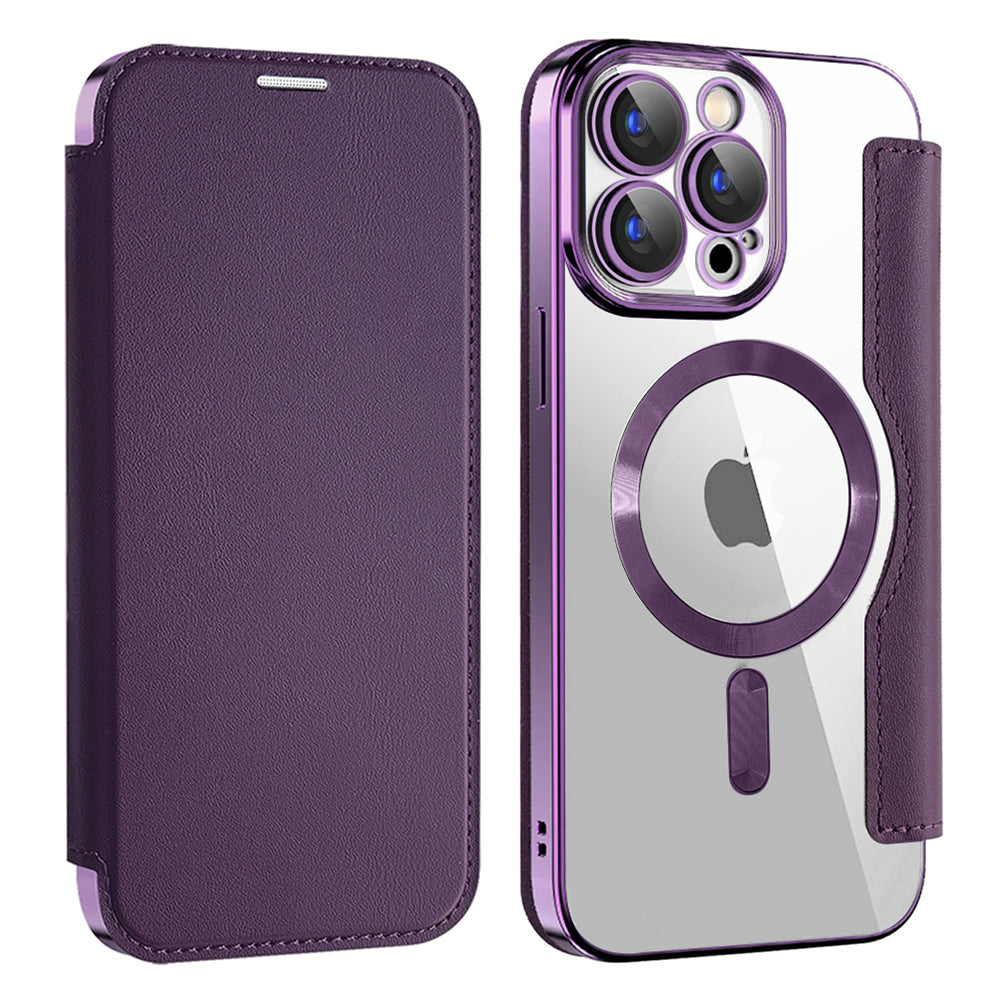 Funda MagSafe para Apple iPhone 15 Pro, Techsuit, SmartMag Book, Morado