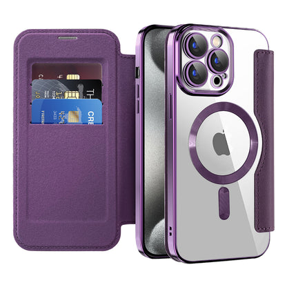 Funda MagSafe para Apple iPhone 15 Pro, Techsuit, SmartMag Book, Morado
