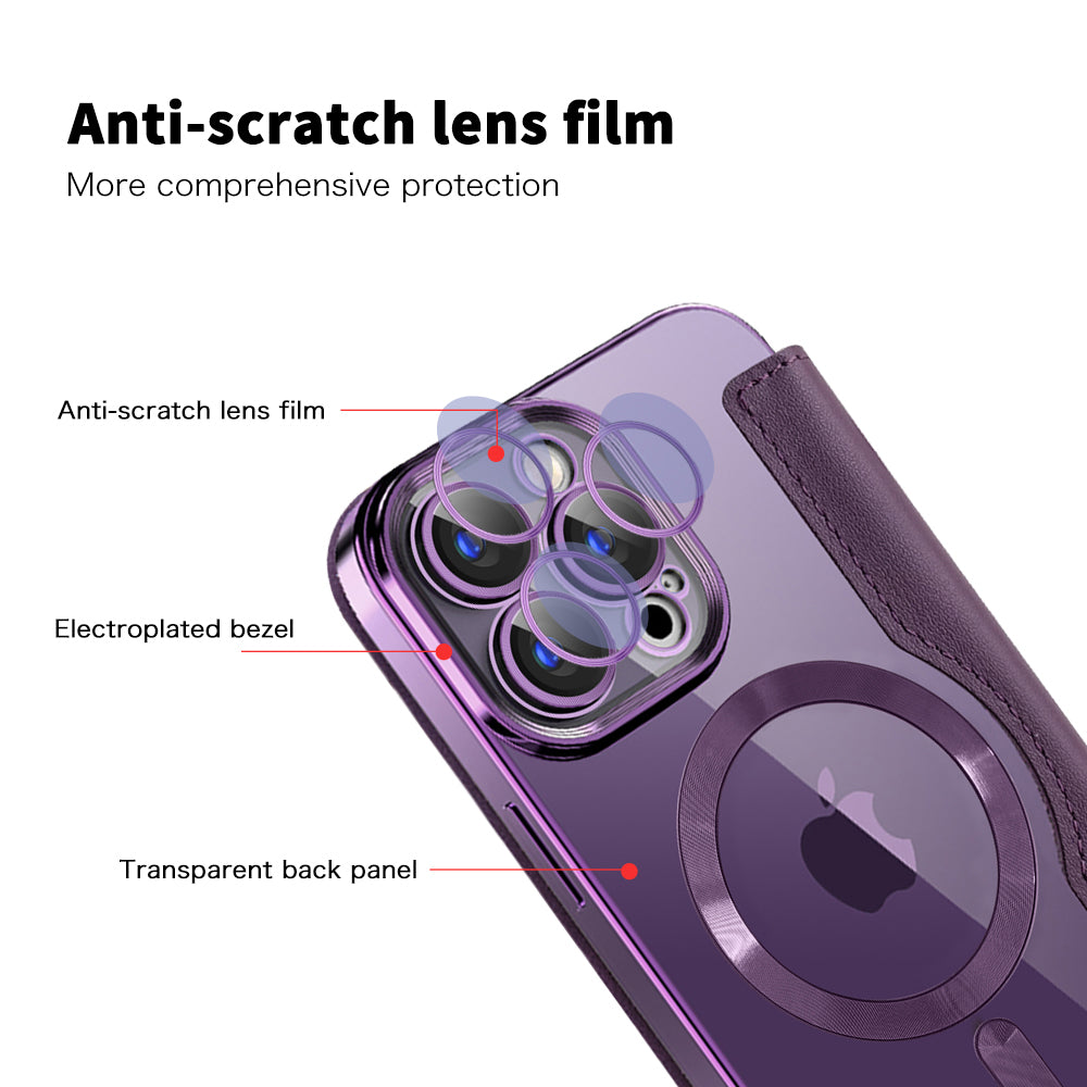Funda MagSafe para Apple iPhone 15 Pro, Techsuit, SmartMag Book, Morado