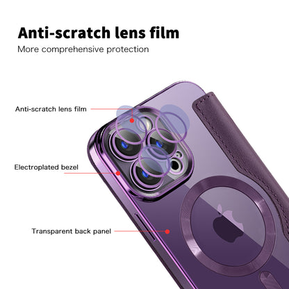 Funda MagSafe para Apple iPhone 15 Pro, Techsuit, SmartMag Book, Morado