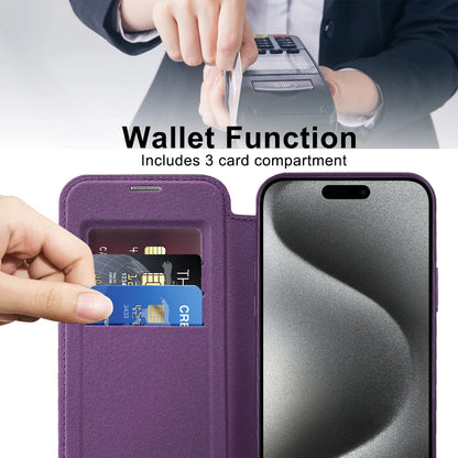 Funda MagSafe para Apple iPhone 15 Pro, Techsuit, SmartMag Book, Morado