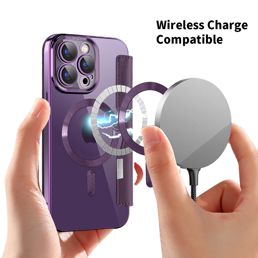 Funda MagSafe para Apple iPhone 15 Pro, Techsuit, SmartMag Book, Morado