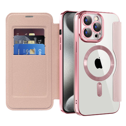 Funda MagSafe para Apple iPhone 15 Pro, Techsuit, SmartMag Book, Rosa