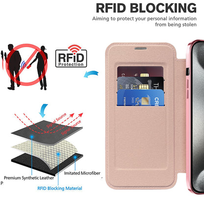 Funda MagSafe para Apple iPhone 15 Pro, Techsuit, SmartMag Book, Rosa