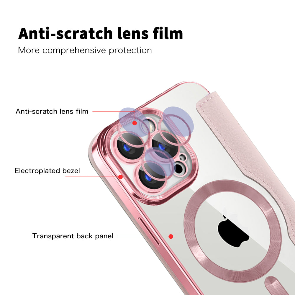 Funda MagSafe para Apple iPhone 15 Pro, Techsuit, SmartMag Book, Rosa