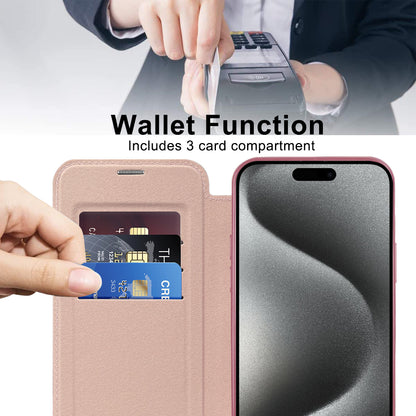 Funda MagSafe para Apple iPhone 15 Pro, Techsuit, SmartMag Book, Rosa