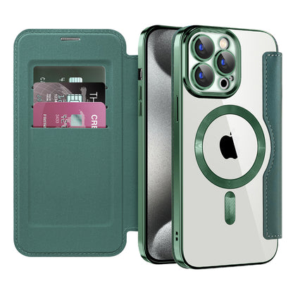 Funda MagSafe para Apple iPhone 15 Pro, Techsuit, SmartMag Book, Verde