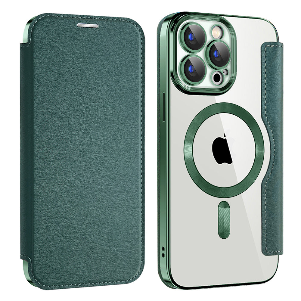 Funda MagSafe para Apple iPhone 15 Pro, Techsuit, SmartMag Book, Verde