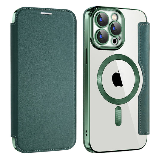 Funda MagSafe para Apple iPhone 15 Pro, Techsuit, SmartMag Book, Verde