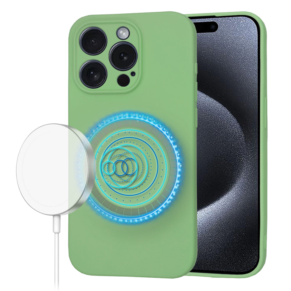 Funda MagSafe para Apple iPhone 15 Pro, Techsuit, SoftFlex, Verde Claro