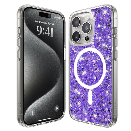 Funda MagSafe para Apple iPhone 15 Pro, Techsuit, Brillo Brillante, Morado