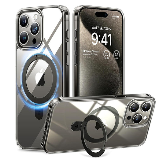 Funda MagSafe para Apple iPhone 15 Pro, Torras, Ostand, Transparente