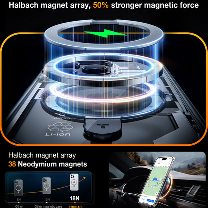 Funda MagSafe para Apple iPhone 15 Pro, Torras, Ostand, Transparente