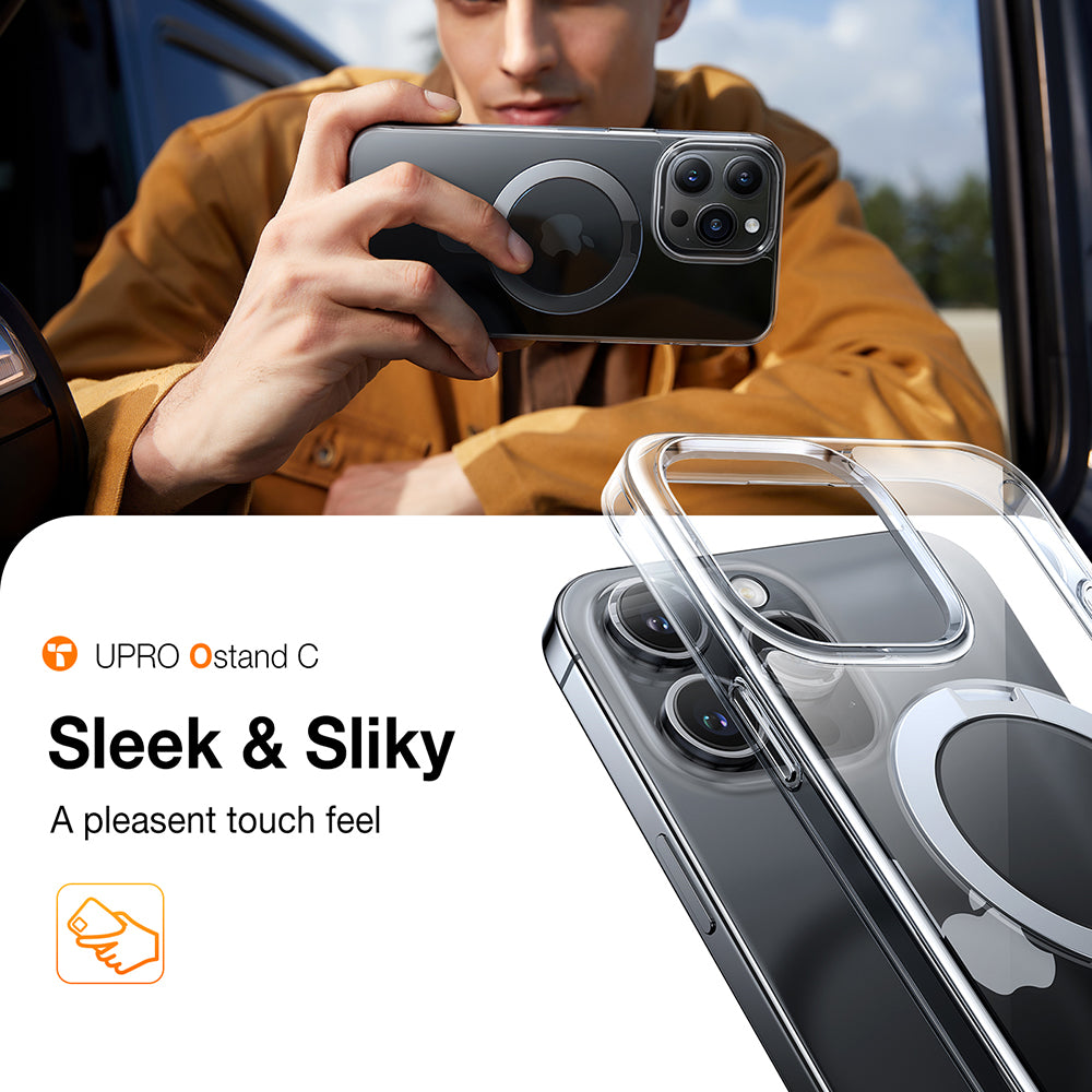 Funda MagSafe para Apple iPhone 15 Pro, Torras, Ostand, Transparente