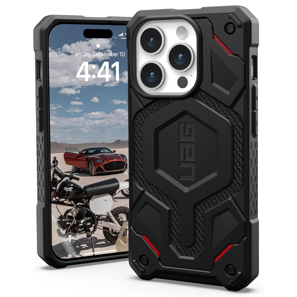 Funda MagSafe para Apple iPhone 15 Pro, Urban Armor Gear, Monarch Pro Kevlar, Negra