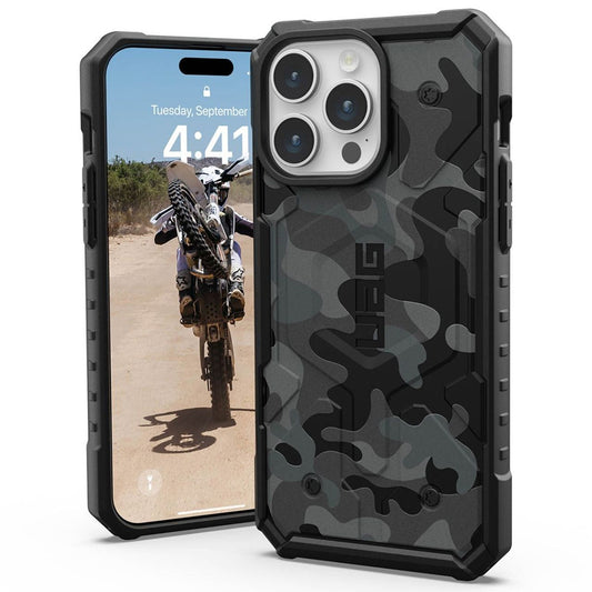 Funda MagSafe para Apple iPhone 15 Pro, Urban Armor Gear, Pathfinder SE Midnight Camo, Camuflaje