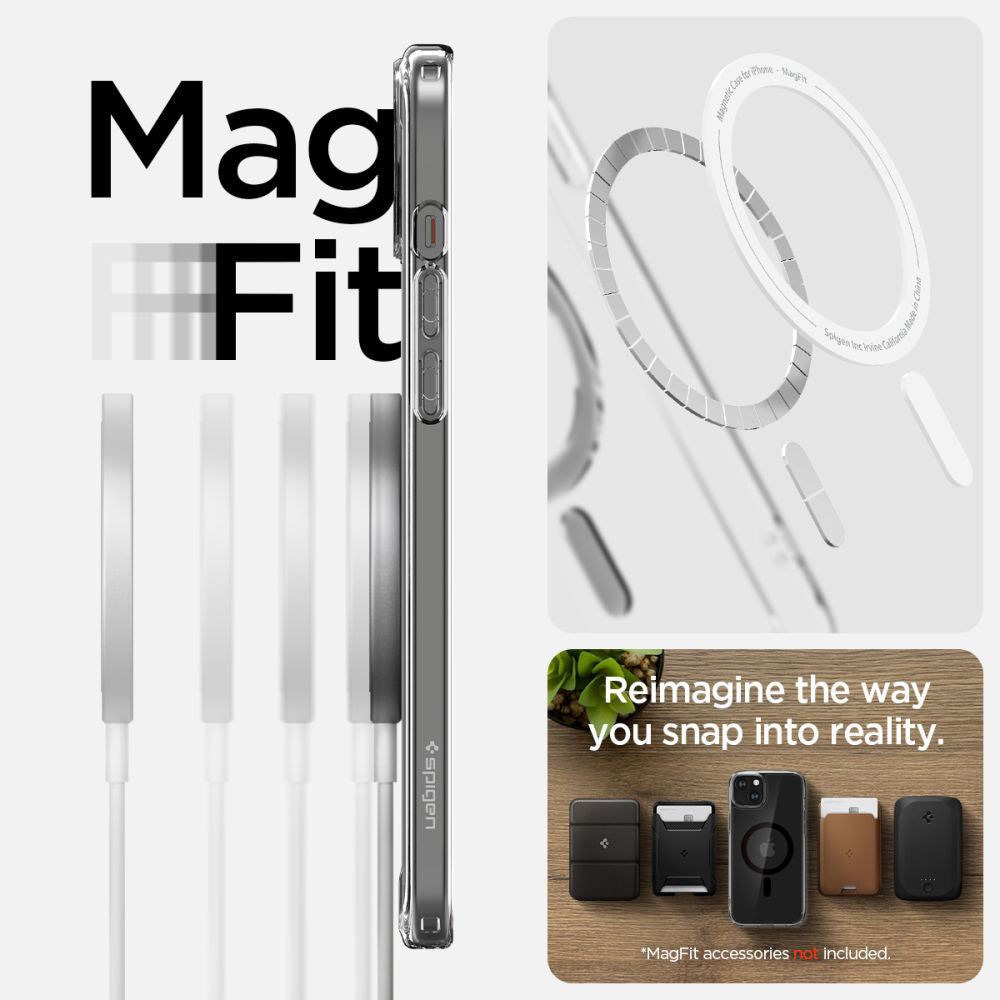 Funda MagSafe para Apple iPhone 15, Spigen, Ultra Hybrid, Negra ACS06803