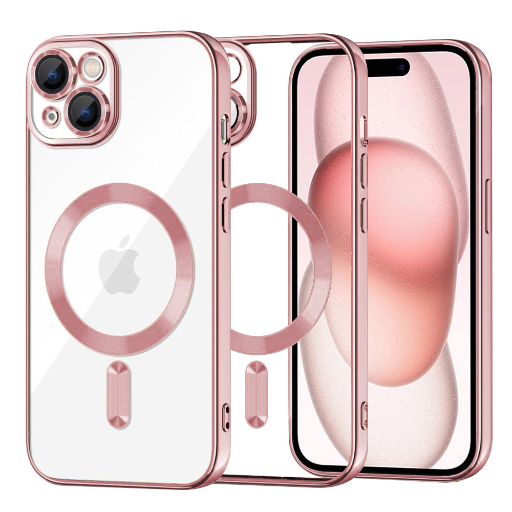 Funda MagSafe para Apple iPhone 15, Techsuit, Luxury Crystal, Rosa