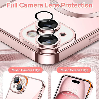 Funda MagSafe para Apple iPhone 15, Techsuit, Luxury Crystal, Rosa