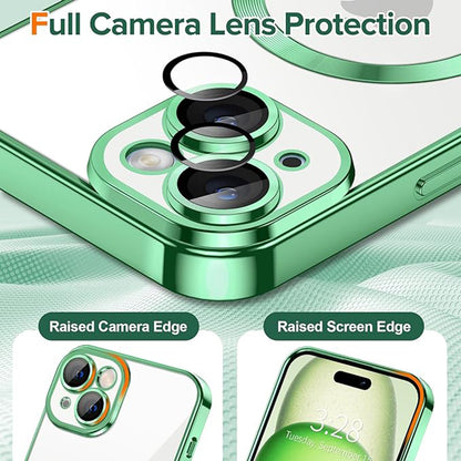Funda MagSafe para Apple iPhone 15, Techsuit, Luxury Crystal, Verde Claro