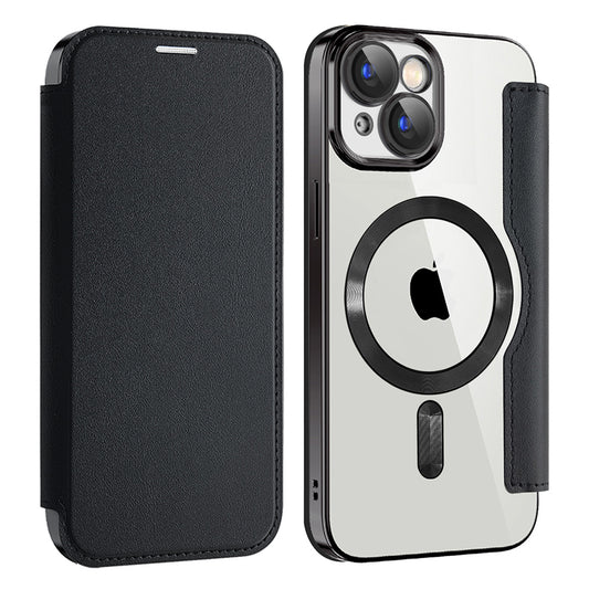 Funda MagSafe para Apple iPhone 15, Techsuit, SmartMag Book, Negra