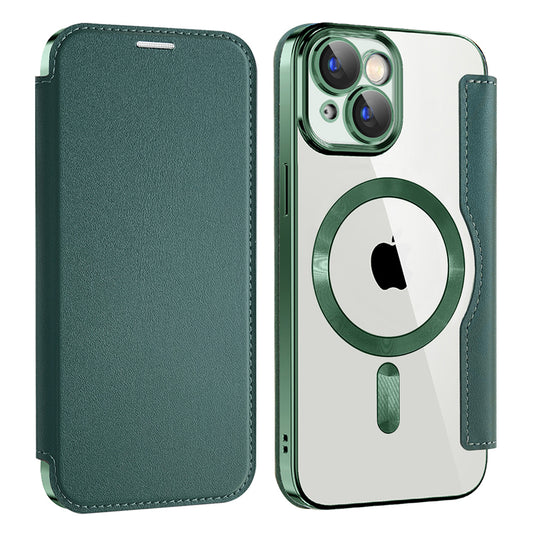 Funda MagSafe para Apple iPhone 15, Techsuit, SmartMag Book, Verde